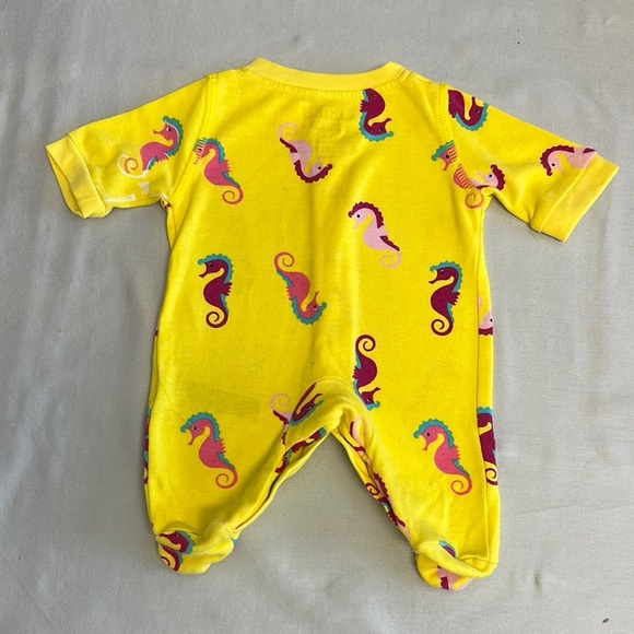 Emma & Jack - Yellow and Pink Flamingo Print Footies with Front Closure - Picture 3 of 3